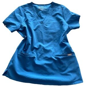 FIGS Technical collection women's scrub top Size Large Blue  NICE!